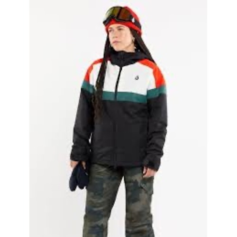 Volcom Lindy Insulated Jacket Womens XL Black White Red Teal Snowboard H0452411